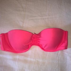 Neon pink strapless bikini
